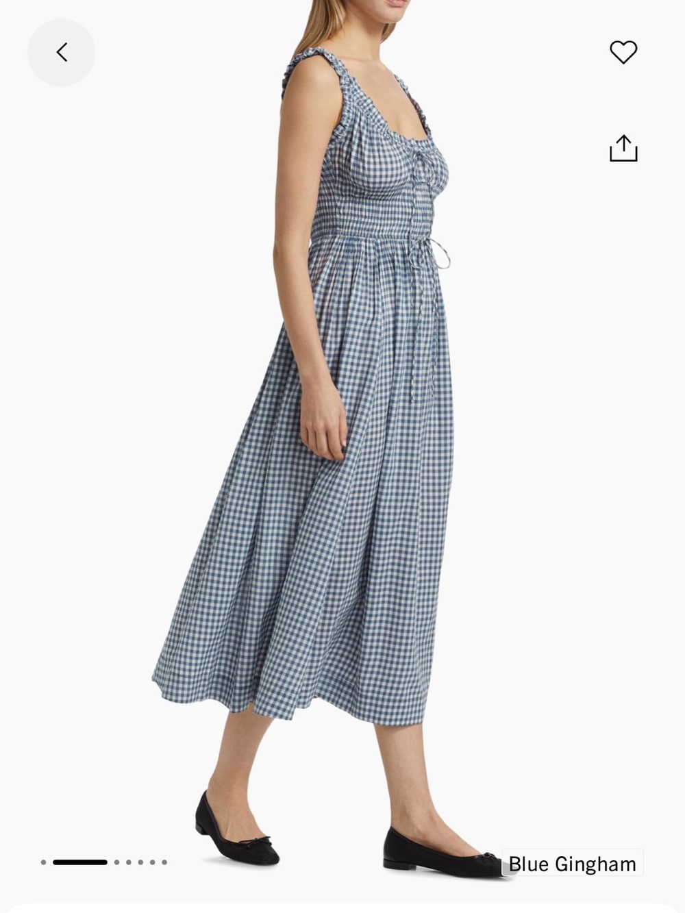 Doen Navy and White Gingham Midi Dress - Picture 6 of 8